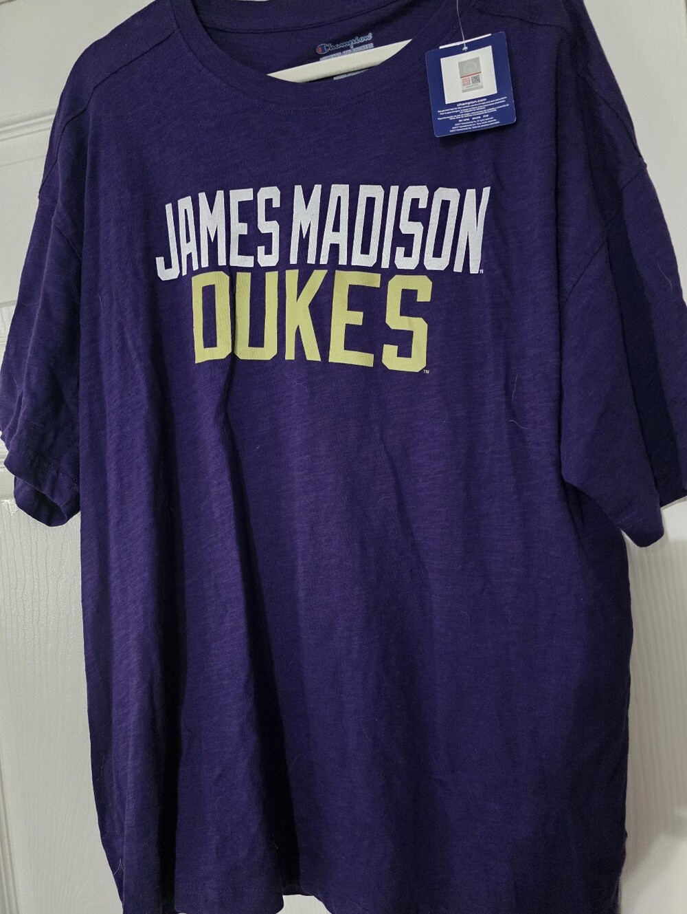 James Madison Dukes JMU Football T Shirt Champion Purple Short Sleeve Men 2XL